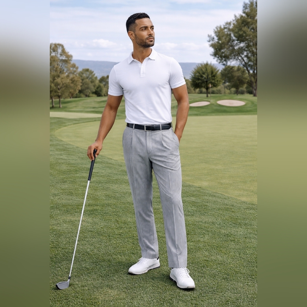 Callaway Classic Gray Pinstripe‎ Golf Trousers Tailored Fit Quiet Luxury 34x30